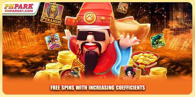 Free spins with increasing coefficients